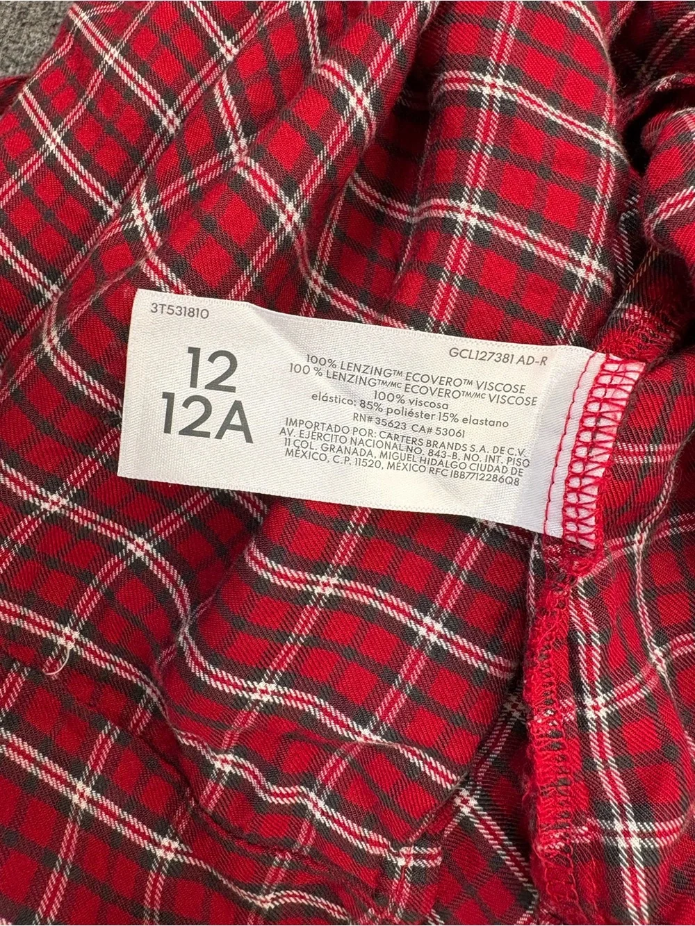 Carter's Red Plaid Cami Dress Size Girls 12 90s Grunge Prep Sleeveless Layering